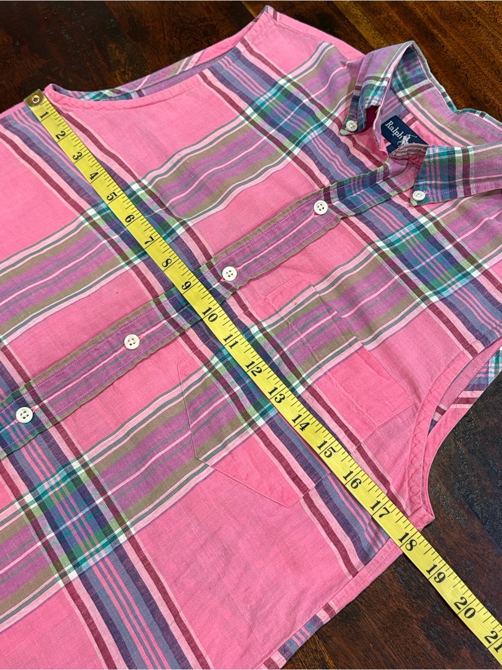 Vintage Ralph Lauren Blue Label 80s Pink Plaid Sleeveless Top + Maxi Skirt Set - Picture 15 of 16
